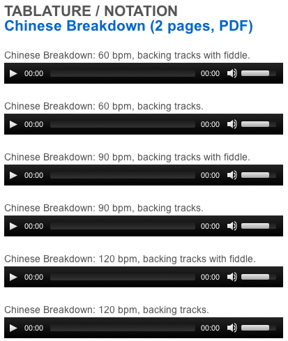 This is an online fiddle lesson for the tune "Chinese Breakdown." BluegrassDaddy.com is your best source for Bluegrass, Old-Time, Celtic, Gospel, and Country fiddle lessons!