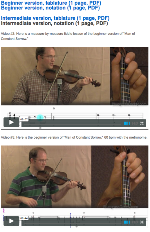 Man of Constant Sorrow - Online Fiddle Lessons. Celtic, Bluegrass, Old-Time, Gospel, and Country Fiddle.