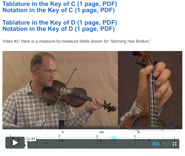 Morning Has Broken - Online Fiddle Lessons. Celtic, Bluegrass, Old-Time, Gospel, and Country Fiddle.