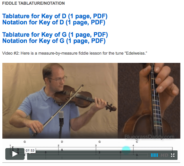 Edelweiss -  Online Fiddle Lessons. Celtic, Bluegrass, Old-Time, Gospel, and Country Fiddle.