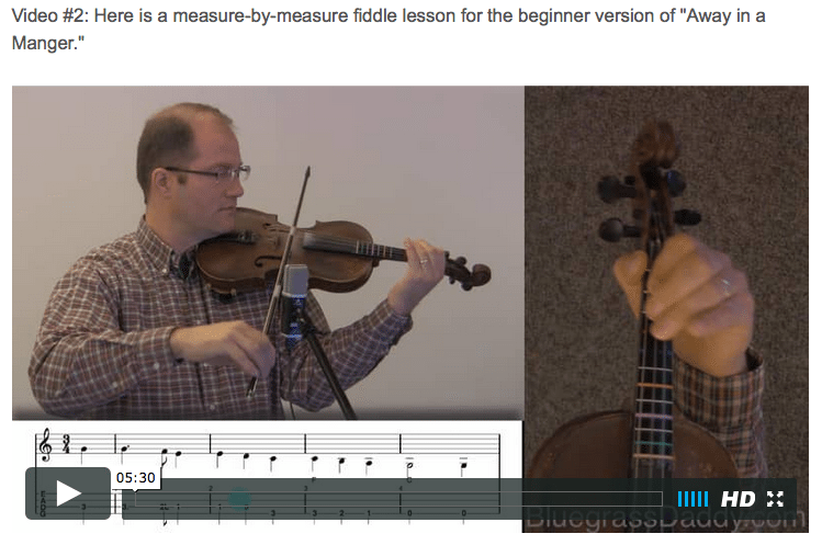 Away in the Manger - Online Fiddle Lessons. Celtic, Bluegrass, Old-Time, Gospel, and Country Fiddle.