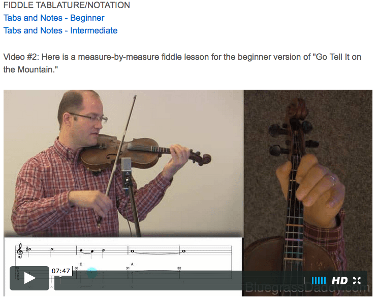 Go Tell It on the Mountain - Online Fiddle Lessons. Celtic, Bluegrass, Old-Time, Gospel, and Country Fiddle.