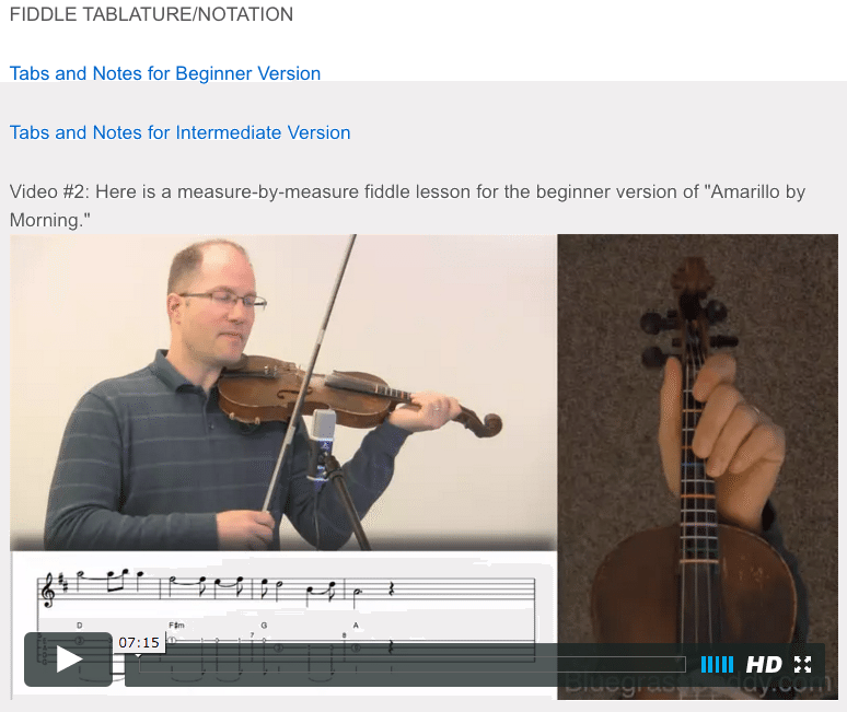 Amarillo by Morning- Online Fiddle Lessons. Celtic, Bluegrass, Old-Time, Gospel, and Country Fiddle.