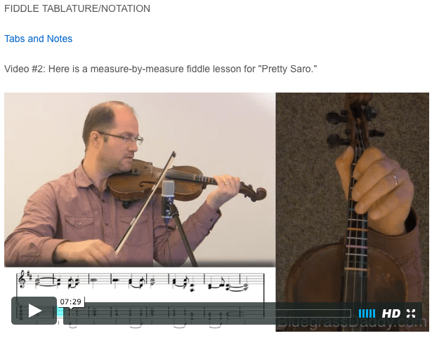 Pretty Saro - Online Fiddle Lessons. Celtic, Bluegrass, Old-Time, Gospel, and Country Fiddle.